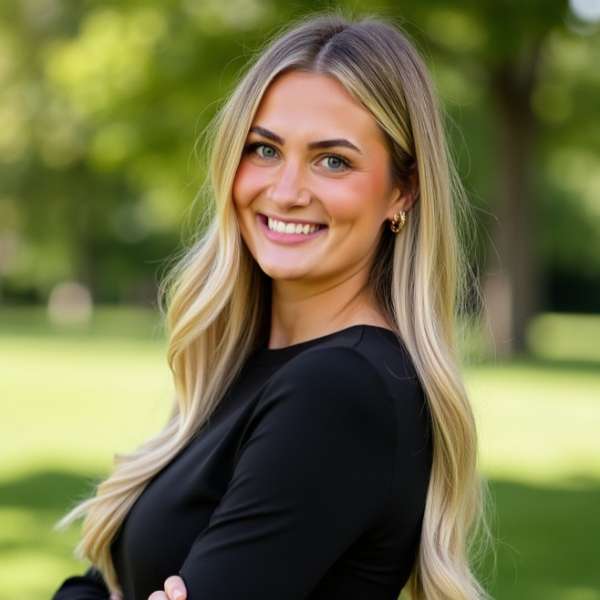 Smiling woman in a park, representing compassionate psychiatric care at Peak Mental Healthcare.